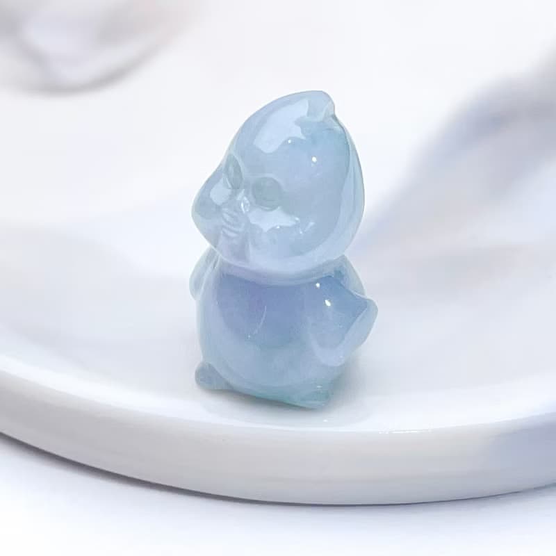 冰糯種飄藍翡翠小雞吊飾 | 天然緬甸翡翠A貨 | 送禮