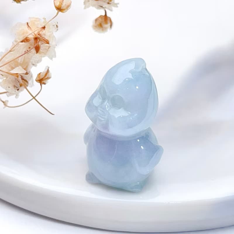 冰糯種飄藍翡翠小雞吊飾 | 天然緬甸翡翠A貨 | 送禮