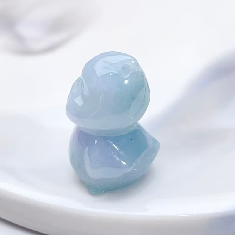 冰糯種飄藍翡翠小雞吊飾 | 天然緬甸翡翠A貨 | 送禮