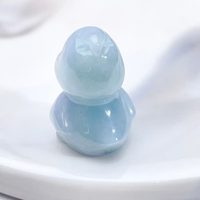 冰糯種飄藍翡翠小雞吊飾 | 天然緬甸翡翠A貨 | 送禮