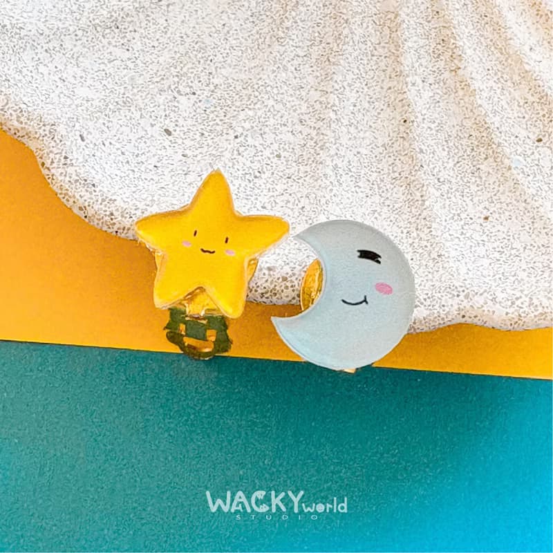 壓克力耳環 耳夾 星星月亮