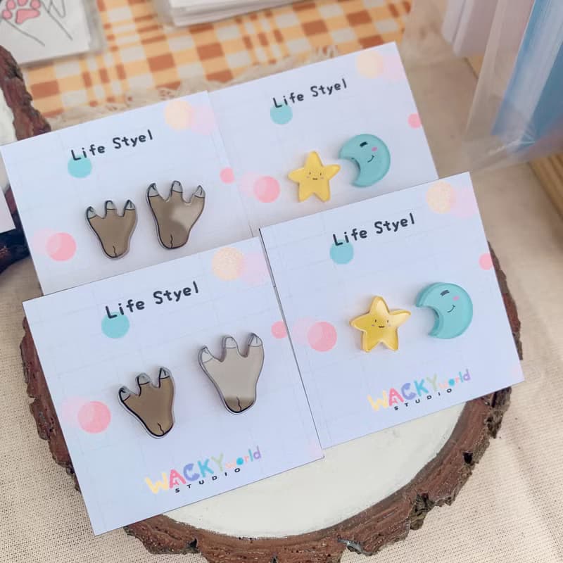 壓克力耳環 耳夾 星星月亮