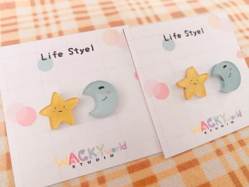 壓克力耳環 耳夾 星星月亮