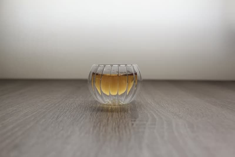 雙層玻璃隔熱透明杯 品茶杯 南瓜條紋杯 (兩入) 交換禮物