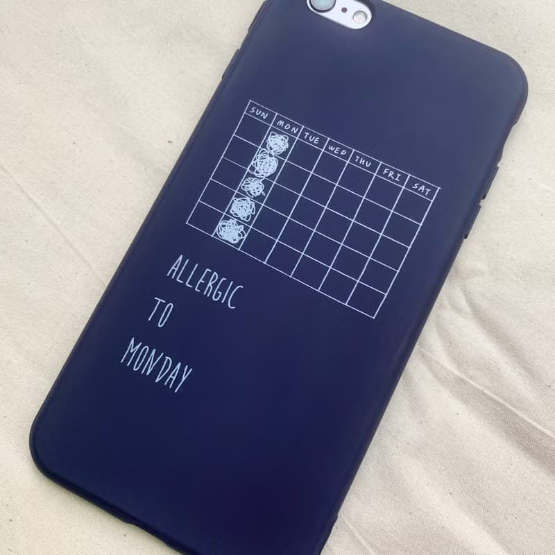 對星期一過敏 - iPhone 手機殼 / 藍黑色全包霧面軟殼