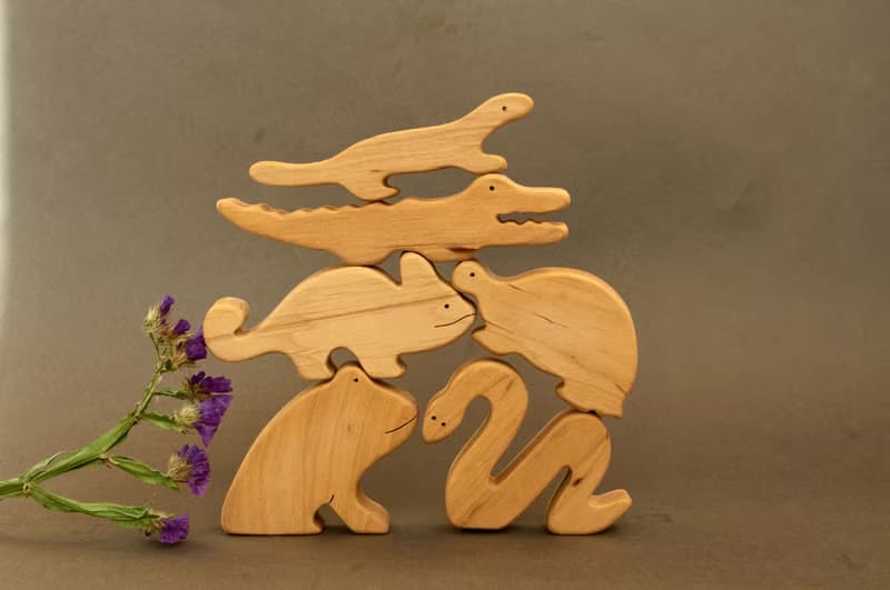 wooden reptiles animals, wooden desert animals, Christmas gift Baby