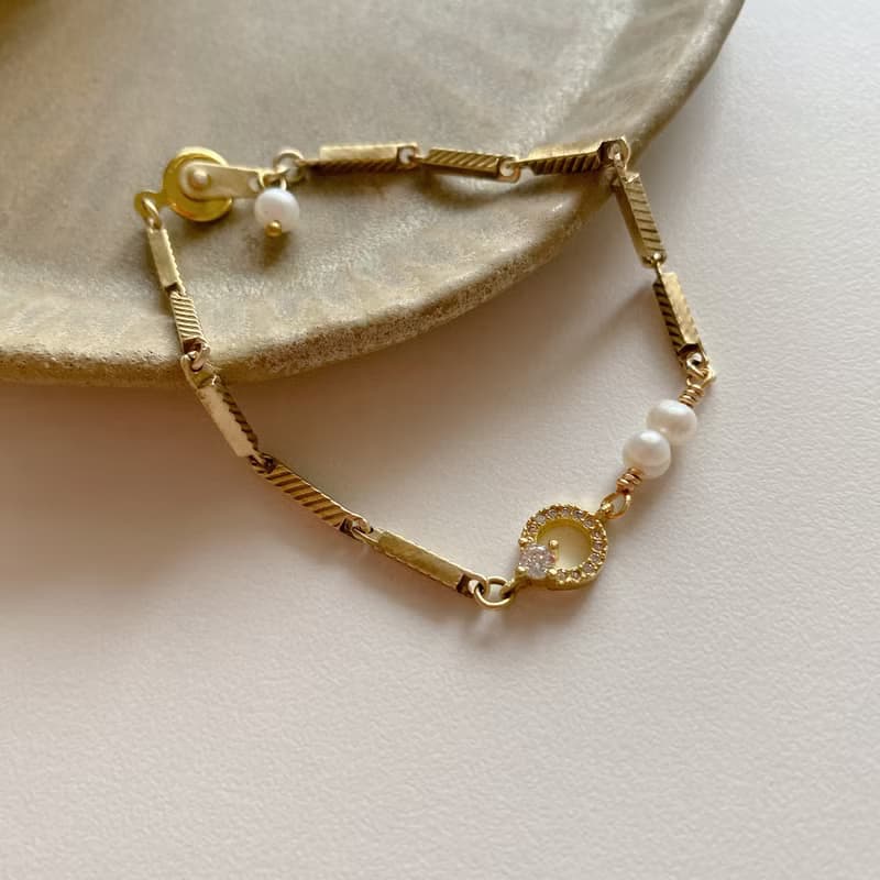 小東京- 珍珠 黃銅手鍊