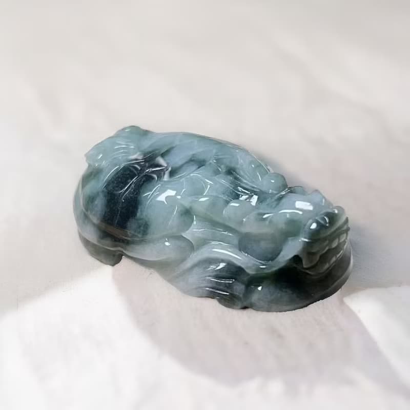【吉祥‧長壽】飄藍花翡翠龍龜 | 天然緬甸A貨翡翠 | 送禮