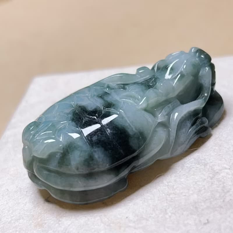 【吉祥‧長壽】飄藍花翡翠龍龜 | 天然緬甸A貨翡翠 | 送禮