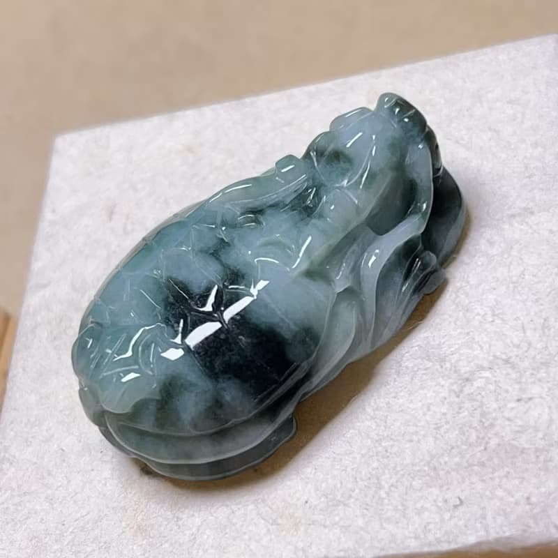 【吉祥‧長壽】飄藍花翡翠龍龜 | 天然緬甸A貨翡翠 | 送禮