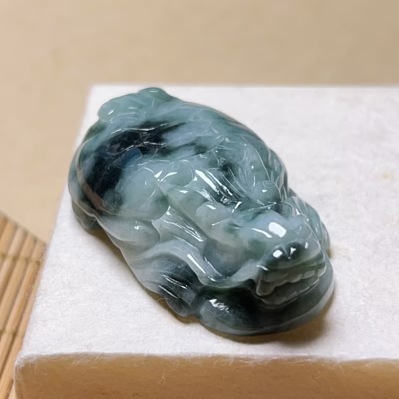 【吉祥‧長壽】飄藍花翡翠龍龜 | 天然緬甸A貨翡翠 | 送禮