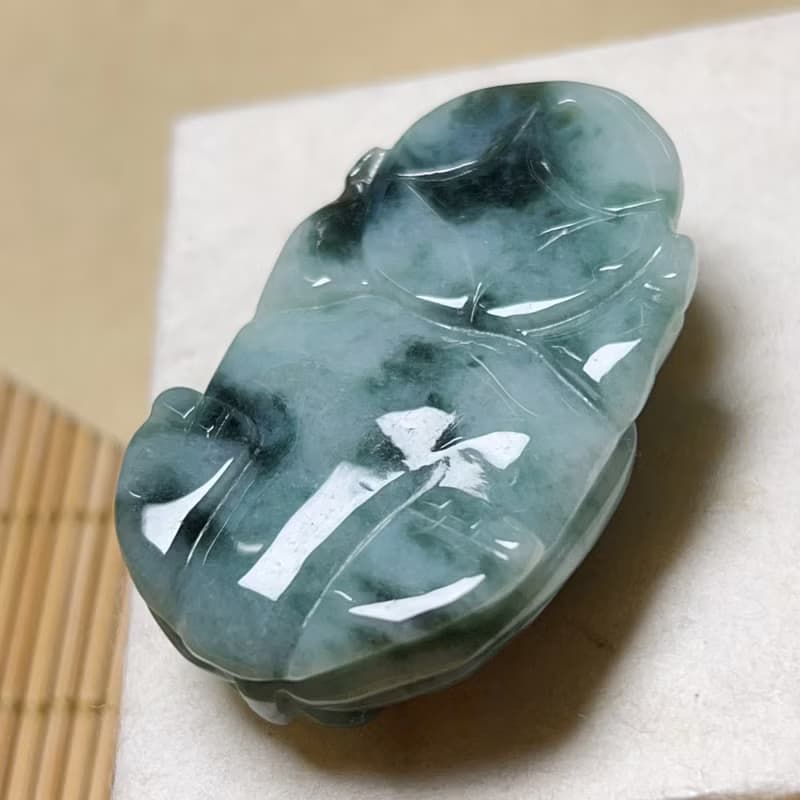 【吉祥‧長壽】飄藍花翡翠龍龜 | 天然緬甸A貨翡翠 | 送禮
