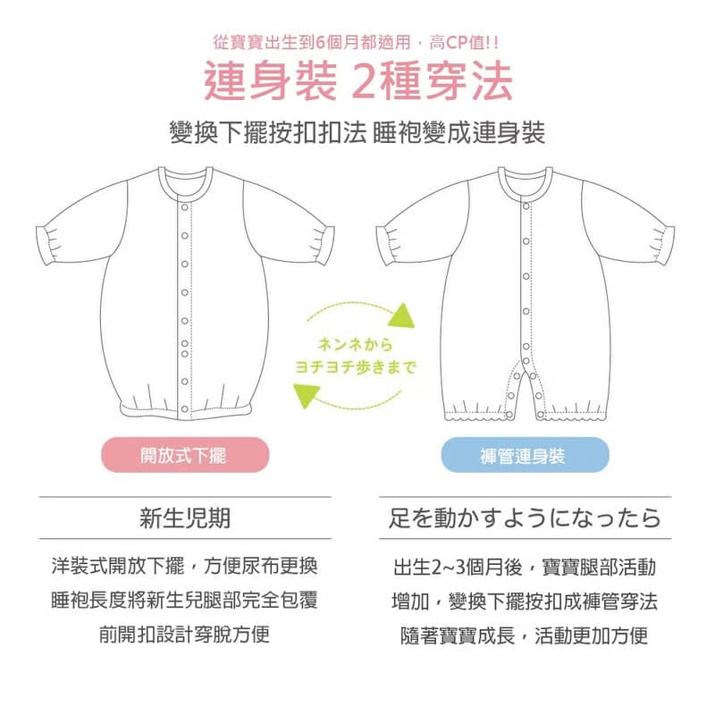【日本OP mini】有機棉嬰兒兩用連身衣