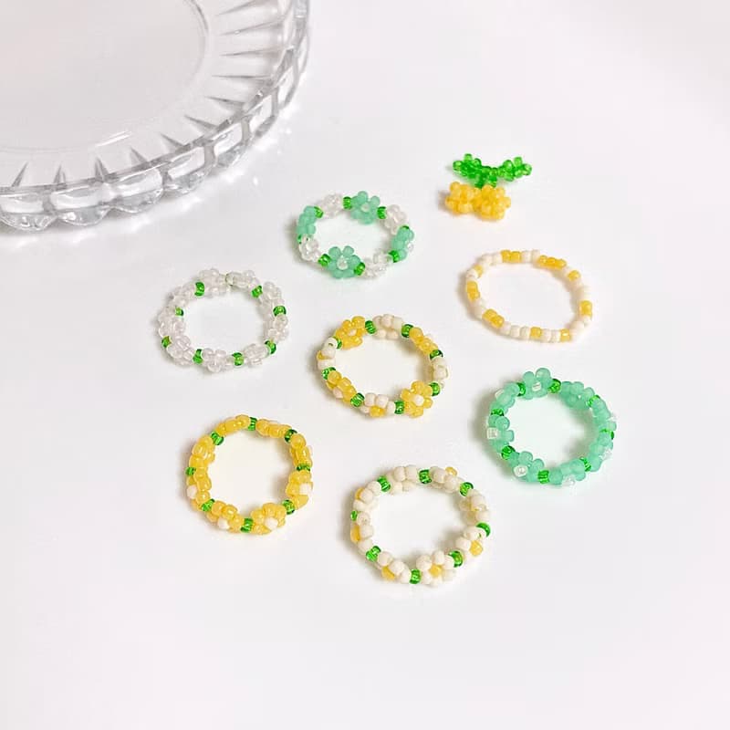 Beaded Flower Ring Corn yellow Collection (4.3-6.3cm)