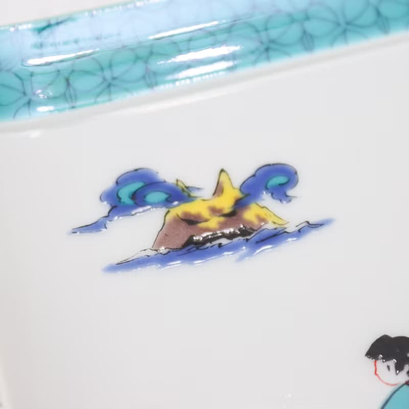 【九谷燒】青郊窯神話故事長盤-桃太郎