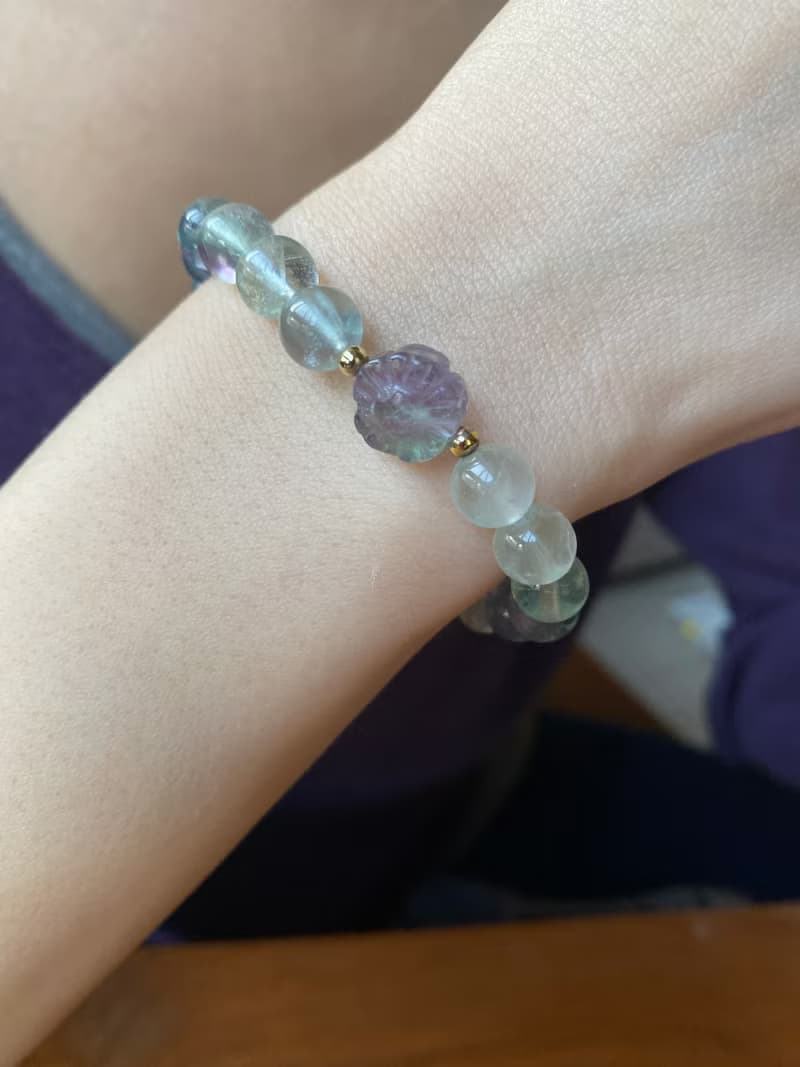 螢石雕刻小花手鍊手串