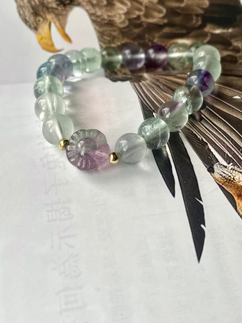 螢石雕刻小花手鍊手串