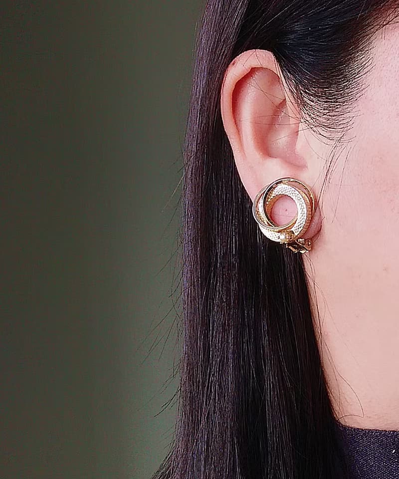 vintage jewelry  典雅都會麗人風格 夾式耳環
