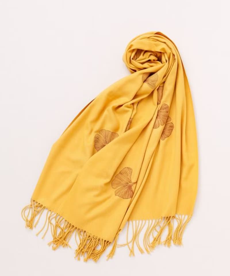 【熱門預購】銀杏葉刺繡圍巾 (五色) 7CSP5302