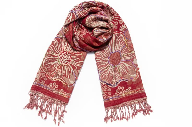 喀什米爾Cashmere/水煮羊毛披肩/針織圍巾/刺繡圍巾/羊絨披巾-花