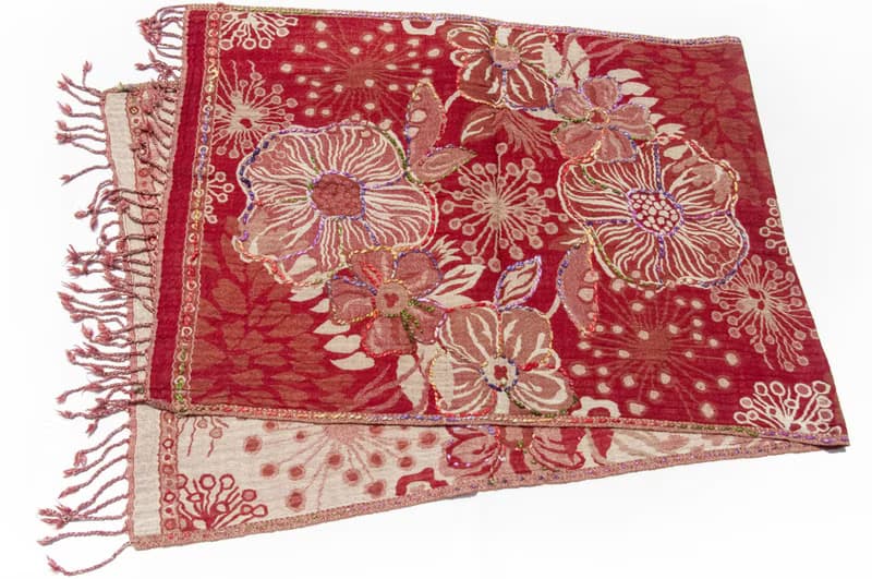 喀什米爾Cashmere/水煮羊毛披肩/針織圍巾/刺繡圍巾/羊絨披巾-花
