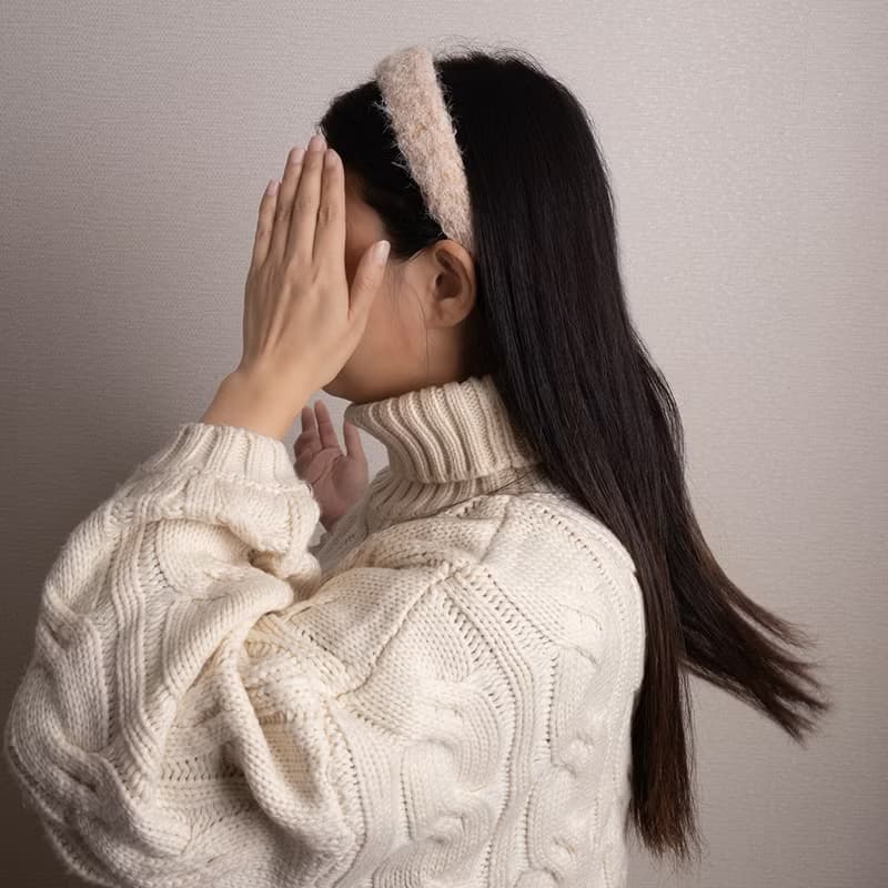 hairy light beige hairband handmade headband