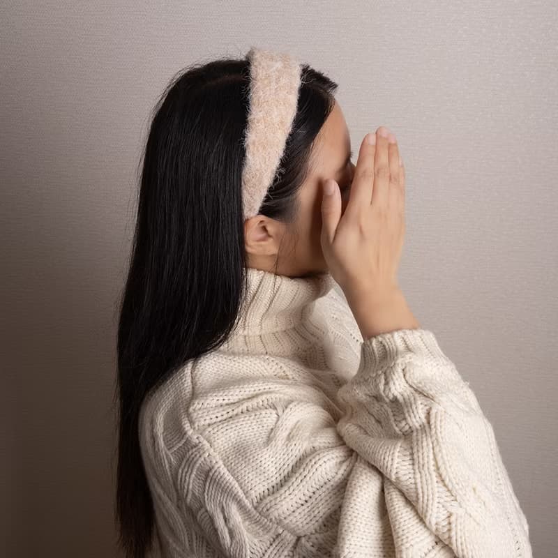 hairy light beige hairband handmade headband