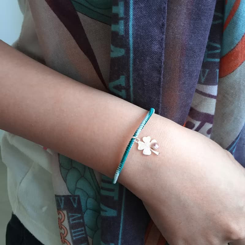 925純銀四葉草Akoya珍珠手鍊 情人節 日本珍珠手鏈 純銀手鍊