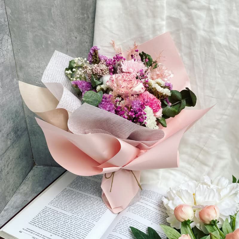 【康乃馨永生花束】溫柔後盾—無條件支持型媽媽|永生花|乾燥花