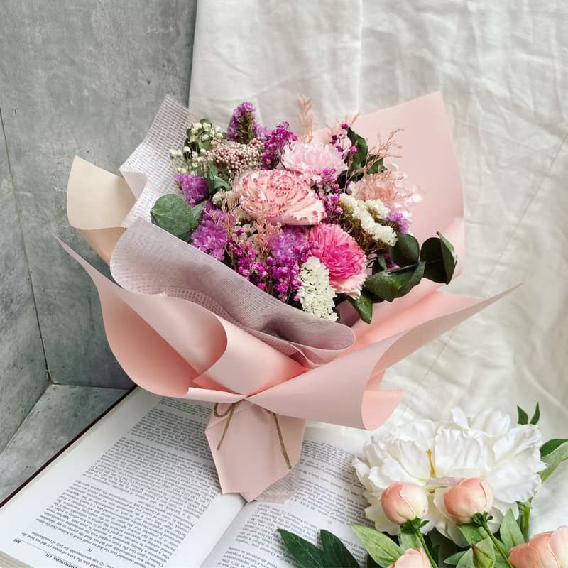 【康乃馨永生花束】溫柔後盾—無條件支持型媽媽|永生花|乾燥花