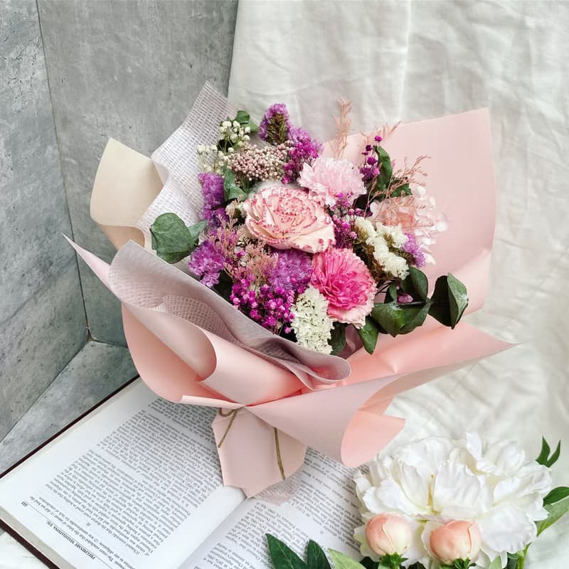 【康乃馨永生花束】溫柔後盾—無條件支持型媽媽|永生花|乾燥花