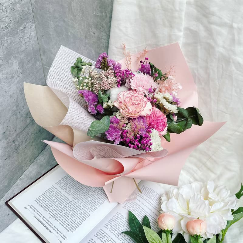 【康乃馨永生花束】溫柔後盾—無條件支持型媽媽|永生花|乾燥花