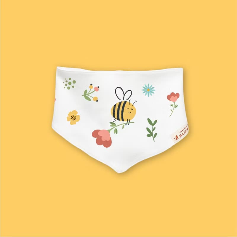 BEE哈尼小蜜蜂 長袖連身衣 三角巾 口水巾 禮盒 嬰兒 彌月 滿月