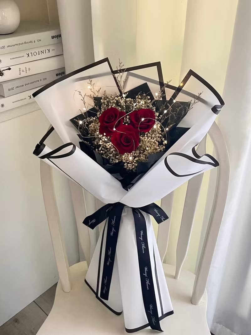 法式紅玫瑰大花束 乾燥花 永生花 求婚 婚禮 婚紗攝影 情人節