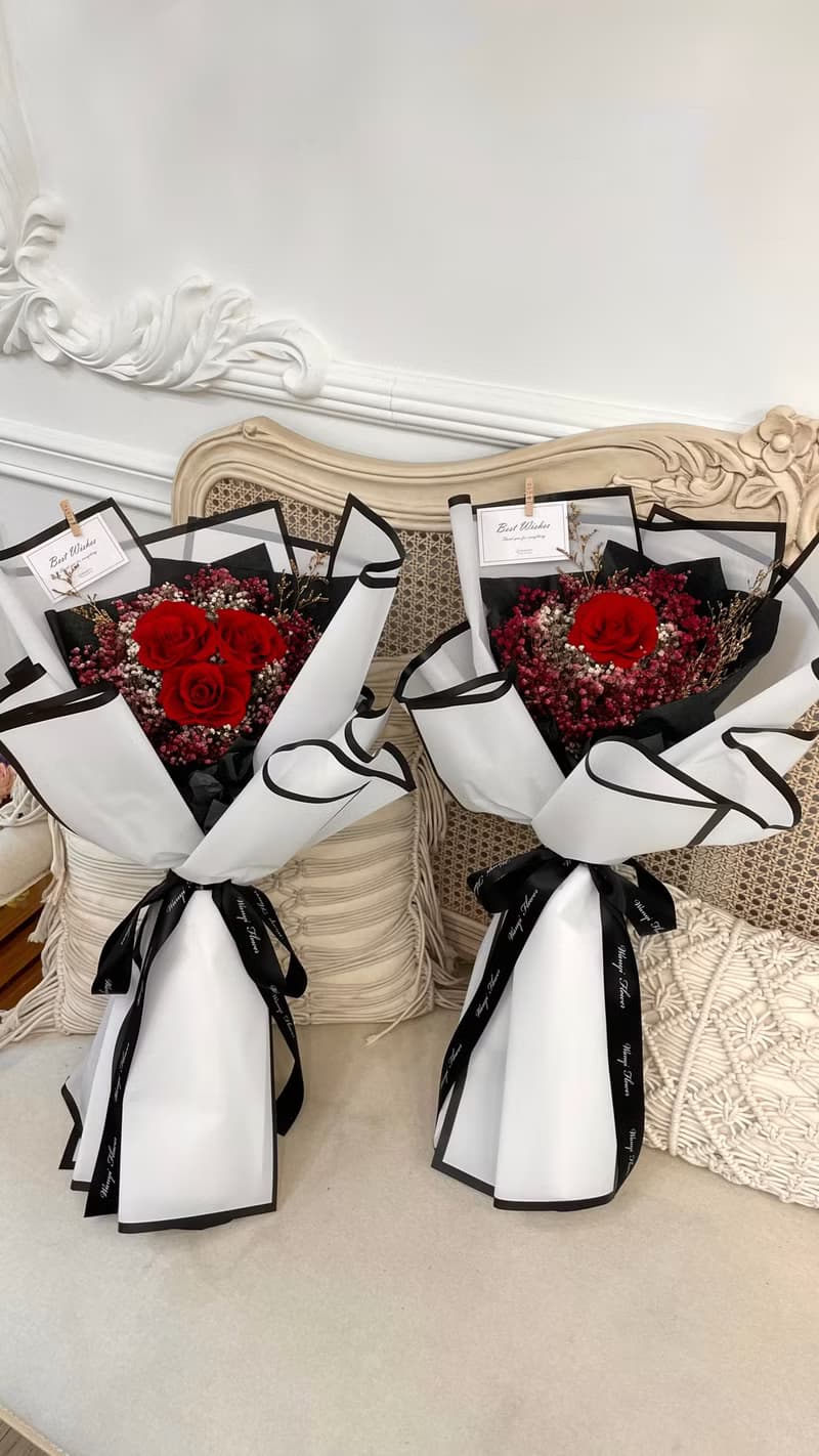 法式紅玫瑰大花束 乾燥花 永生花 求婚 婚禮 婚紗攝影 情人節