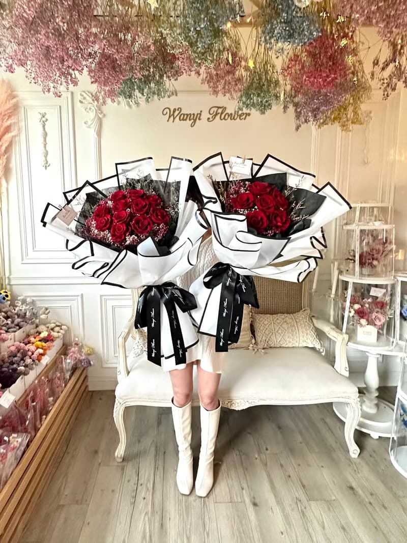 法式紅玫瑰大花束 乾燥花 永生花 求婚 婚禮 婚紗攝影 情人節