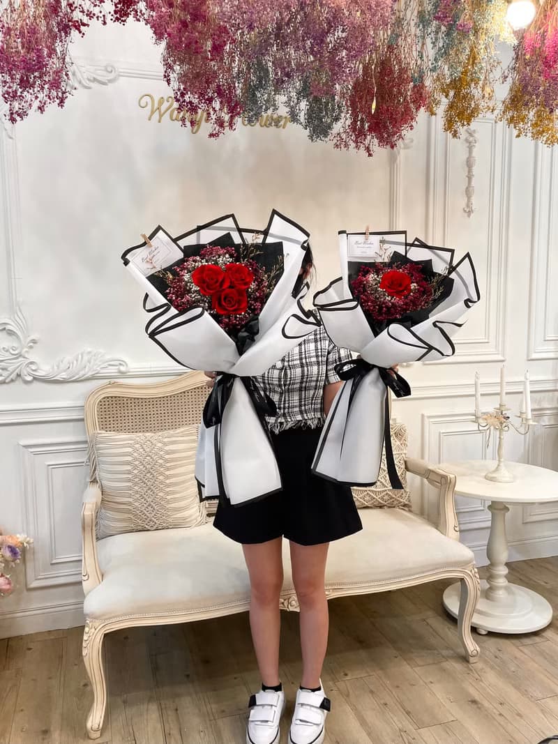 法式紅玫瑰大花束 乾燥花 永生花 求婚 婚禮 婚紗攝影 情人節