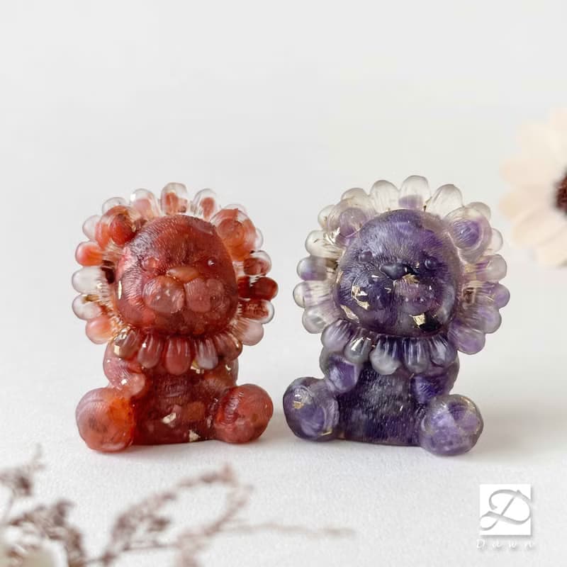 水晶擺飾 公仔 萌寵 萌萌獅 M號 | 天然水晶與礦石 職人滴膠手作