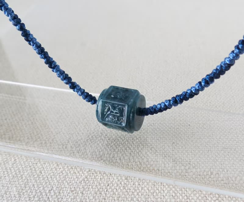 本命年【六字大明咒】牛仔藍翡翠絲光編織項鍊*SA36*招財、開運