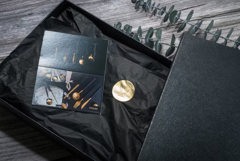 Islandoffer 304 焗漆金不鏽鋼4件禮盒套裝(匙叉筷刀) 文青高貴