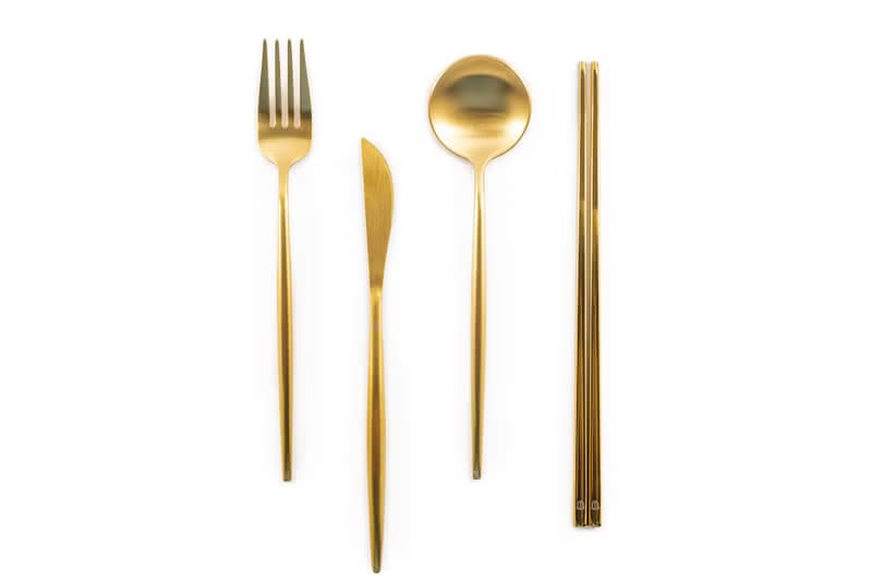 Islandoffer 304 焗漆金不鏽鋼4件禮盒套裝(匙叉筷刀) 文青高貴