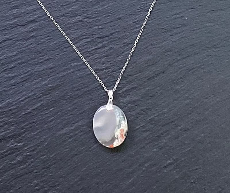 櫻花瑪瑙 天然油畫風格 增強運勢 925純銀鈦鋼項鍊