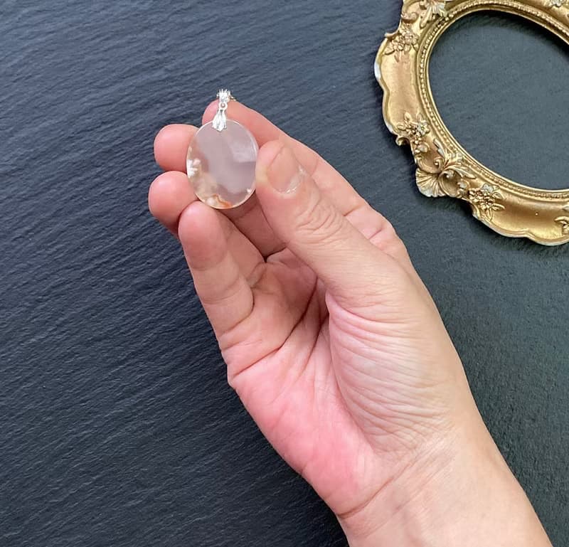 櫻花瑪瑙 天然油畫風格 增強運勢 925純銀鈦鋼項鍊