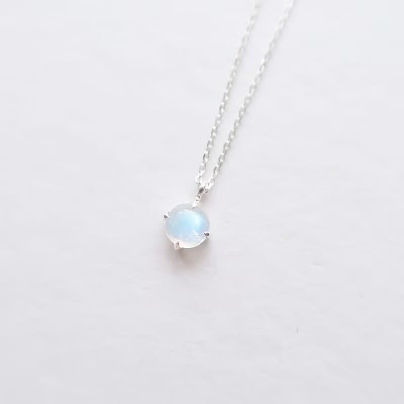 情人節禮物 925純銀 月光石 蛋面爪鑲 項鍊 短鍊 長鍊 免費包裝
