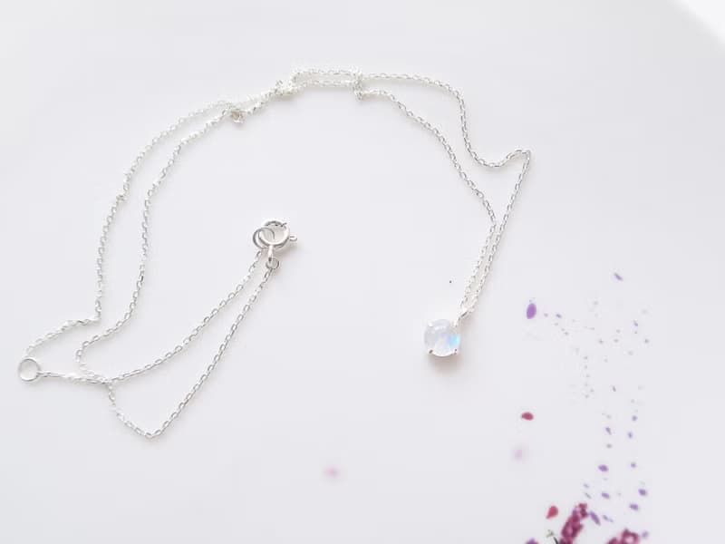 情人節禮物 925純銀 月光石 蛋面爪鑲 項鍊 短鍊 長鍊 免費包裝