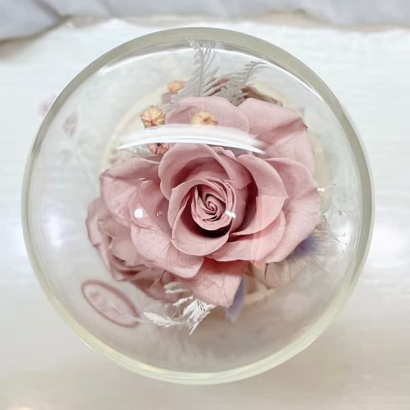 玫語花香魔法盅-永生花 乾燥花 玻璃盅小夜燈