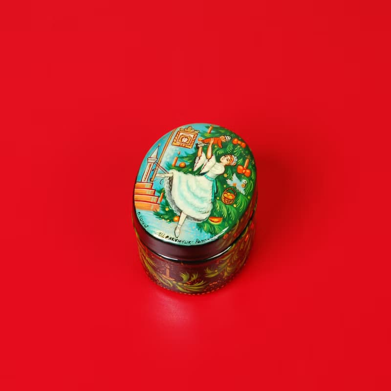 Small Nutcracker lacquer box ballerina hand painted unique Christmas gift