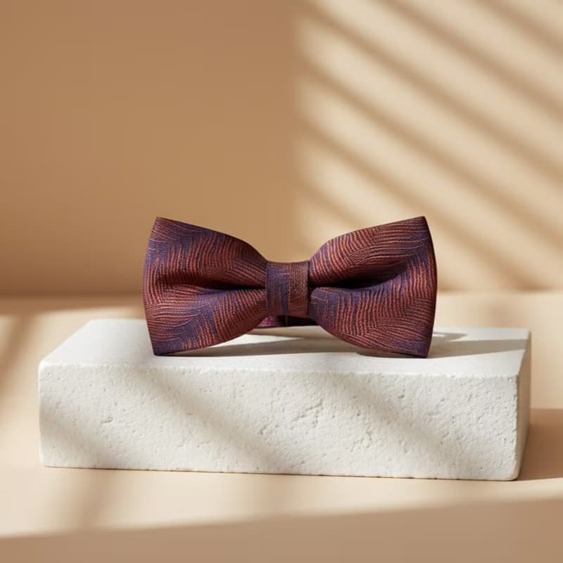 葉脈紋紅紫領結