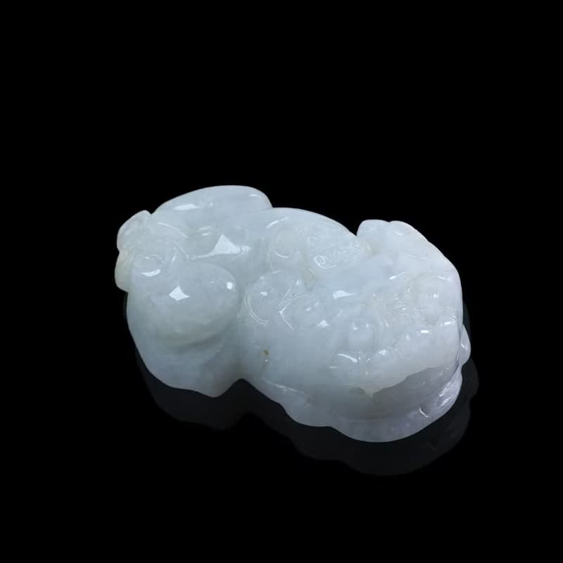 【招財神獸】白翡翡翠貔貅擺飾 | 天然緬甸玉翡翠A貨 | 送禮