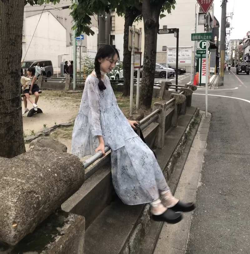云香藍茉莉花 娃娃衫上衣 半裙套裝